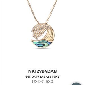14KY Gold & Diamond Abalone Wave Necklace by Bassali